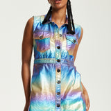 House Of Holland Metallic Rainbow Mini Dress