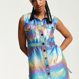 House Of Holland Metallic Rainbow Mini Dress