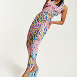 House of Holland Pink Maxi Dress With Multicolour Rainbow Print