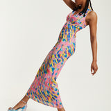 House of Holland Pink Maxi Dress With Multicolour Rainbow Print