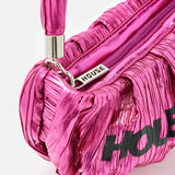 House Of Holland Crinkle Shoulder And Crossbody Bag Fuschia Pink