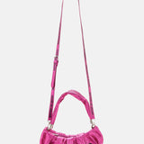 House Of Holland Crinkle Shoulder And Crossbody Bag Fuschia Pink