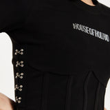 House Of Holland Corset Crop Top In Black