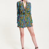 House Of Holland Mini Jacket Dress Lightning Bolt Print With Buckle Fastening