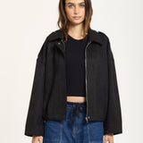 Black Oversize Wool Blend Utility Jacket