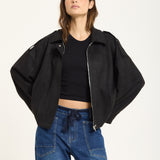 Black Oversize Wool Blend Utility Jacket