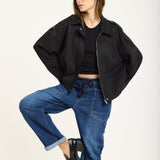 Black Oversize Wool Blend Utility Jacket