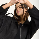 Black Oversize Wool Blend Utility Jacket