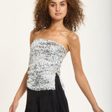 Silver Sequin Bandeau Top