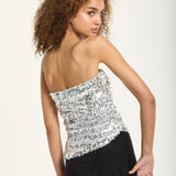 Silver Sequin Bandeau Top