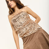 Gold Sequin Bandeau Top