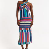 House of Holland Colour Bar Halter Neck Midi Dress