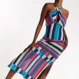 House of Holland Colour Bar Halter Neck Midi Dress