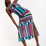 House of Holland Colour Bar Halter Neck Midi Dress