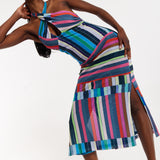 House of Holland Colour Bar Halter Neck Midi Dress