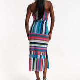 House of Holland Colour Bar Halter Neck Midi Dress