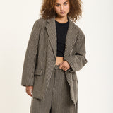 Houndstooth Wool Blend Oversized Blazer