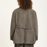 Houndstooth Wool Blend Oversized Blazer