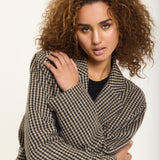 Houndstooth Wool Blend Oversized Blazer