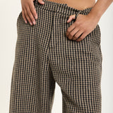 Houndstooth Wool Blend Wide Leg Trousers