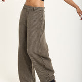 Houndstooth Wool Blend Wide Leg Trousers