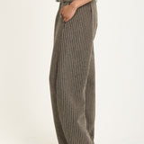 Houndstooth Wool Blend Wide Leg Trousers