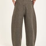 Houndstooth Wool Blend Wide Leg Trousers