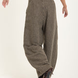 Houndstooth Wool Blend Wide Leg Trousers