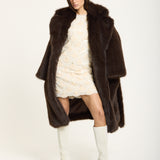 Brown Long Faux Fur Coat
