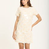 Ivory Sequin Scallop Mini Dress