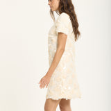 Ivory Sequin Scallop Mini Dress
