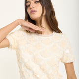 Ivory Sequin Scallop Mini Dress