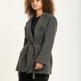 Houndstooth Wool Blend Oversized Blazer