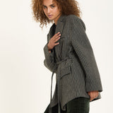 Houndstooth Wool Blend Oversized Blazer