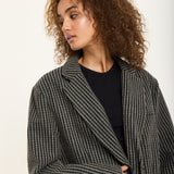 Houndstooth Wool Blend Oversized Blazer