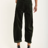 Dark Green Wide Leg Cord Trousers