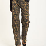 Leopard Print Straight Leg Jeans