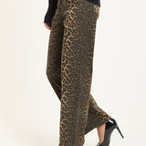 Leopard Print Straight Leg Jeans