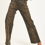 Leopard Print Straight Leg Jeans