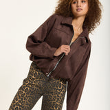 Brown Oversized Faux Suede Jacket