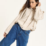 Beige Oversized Faux Suede Jacket