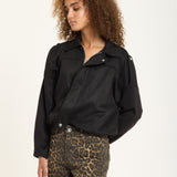 Black Oversized Faux Suede Jacket