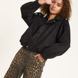 Black Oversized Faux Suede Jacket