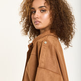 Camel Oversized Faux Suede Jacket