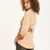 Camel Faux Suede Shirt with Belt