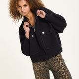 Black Utility Knit Bomber Jacket