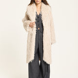 Cream Shaggy Faux Fur Coat