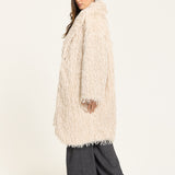 Cream Shaggy Faux Fur Coat