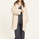 Cream Shaggy Faux Fur Coat