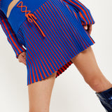 House Of Holland Orange And Blue Knitted Mini Skirt